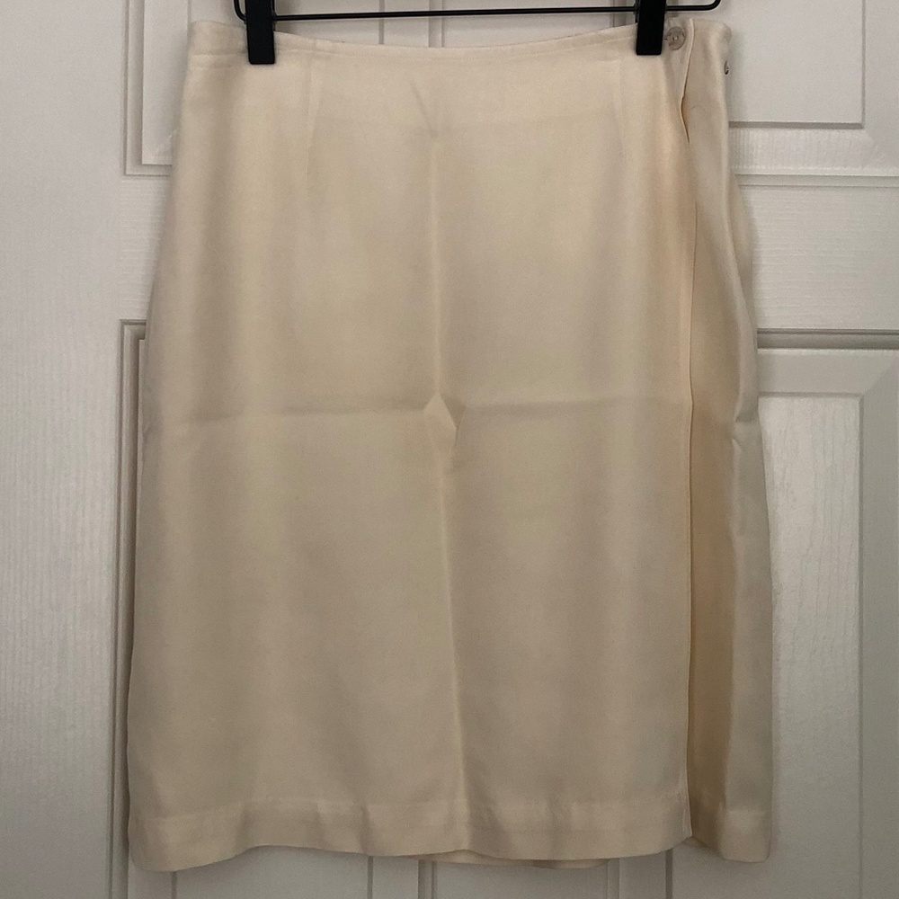 Tommy Bahama 100% Silk Handi-Wrap Skirt, Cream, Size 10